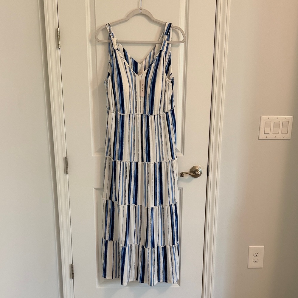 Soma Blue and White Striped Maxi Dress